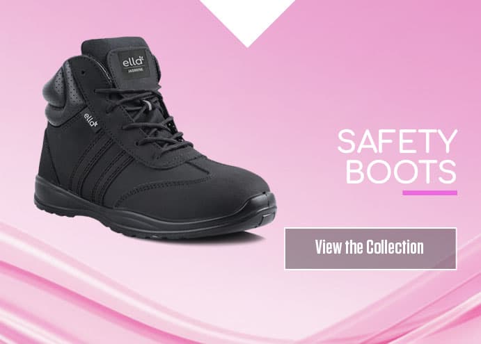 Ella safety boots category with button saying: View the Collection.