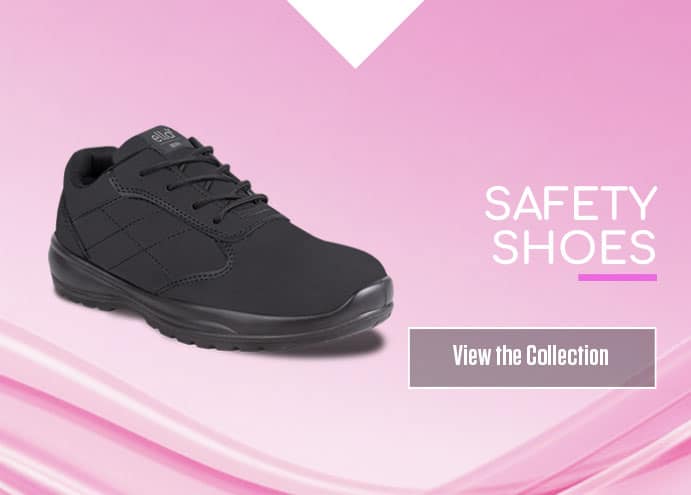 Ella safety shoes category with button saying: View the Collection.